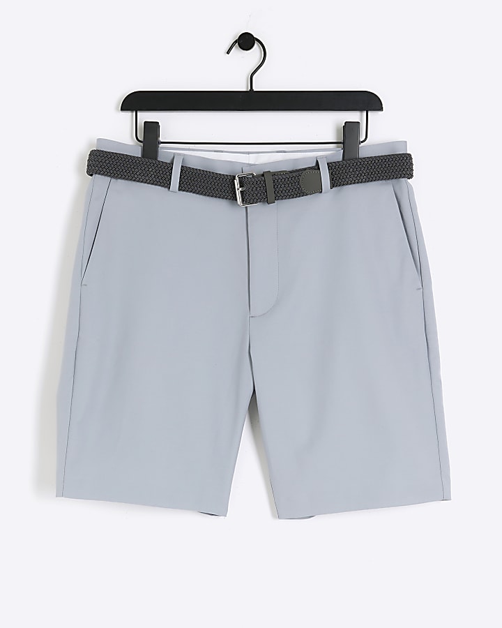 Blue slim fit chino smart shorts