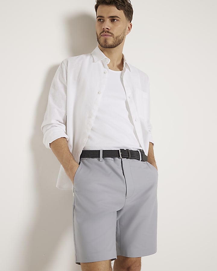 Blue slim fit chino smart shorts