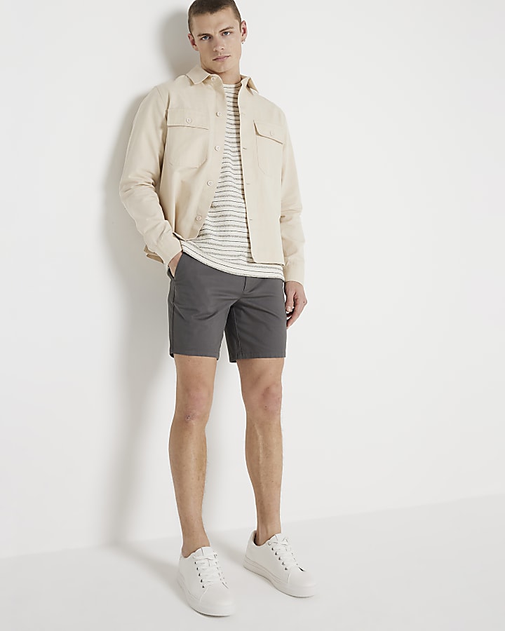 2 Pack Grey skinny fit chino shorts