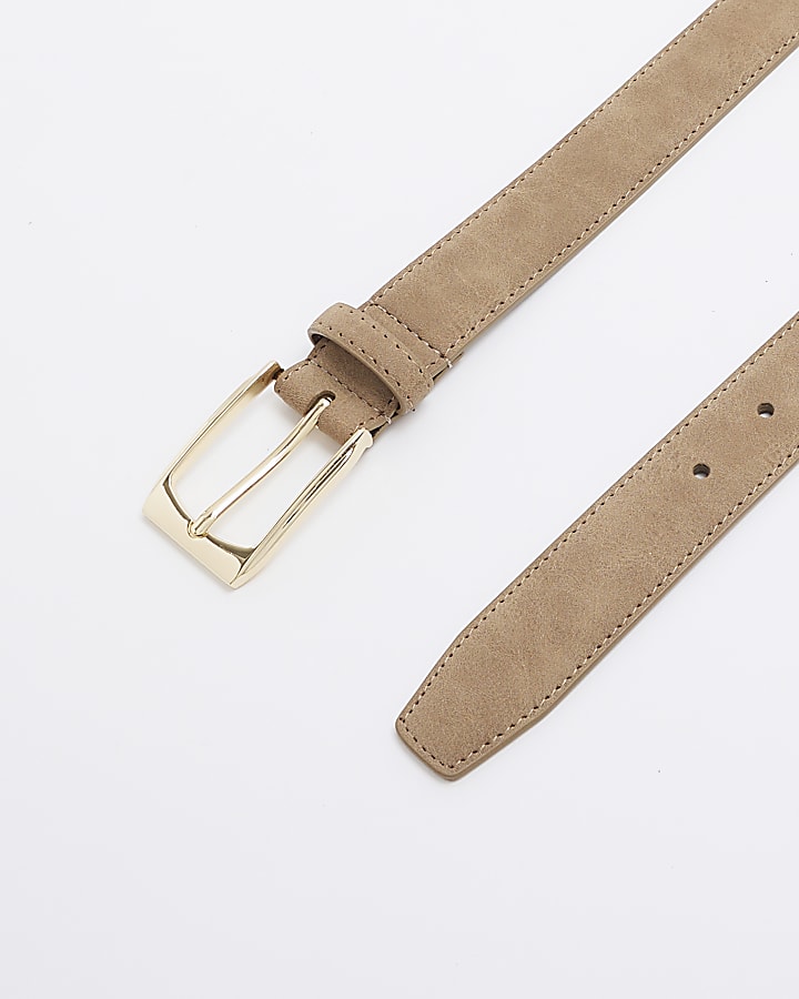 Stone faux leather suede belt