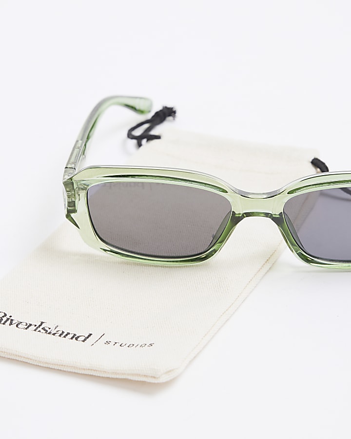 Green clear frame square sunglasses