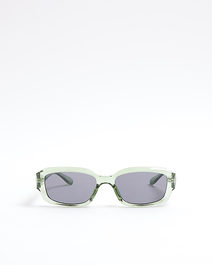 Green clear frame square sunglasses