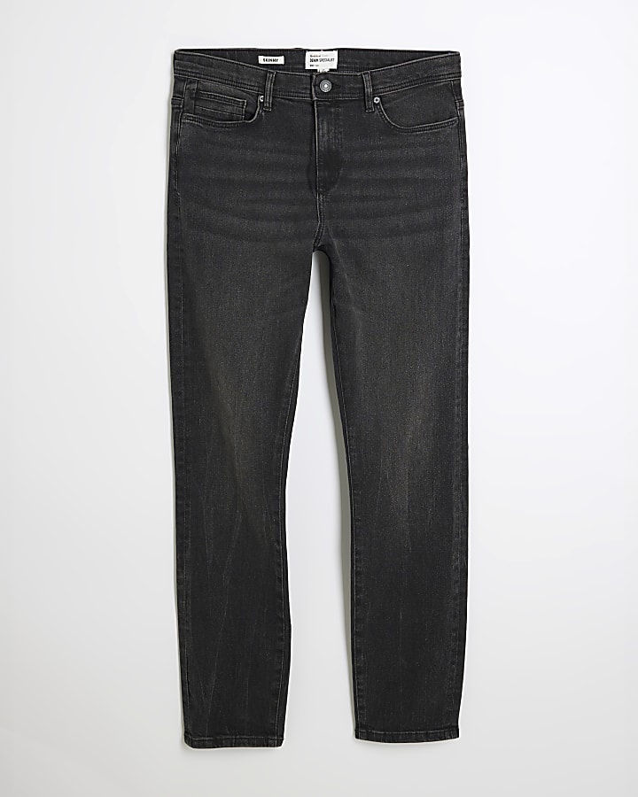 Black Skinny Fit Washed Jeans