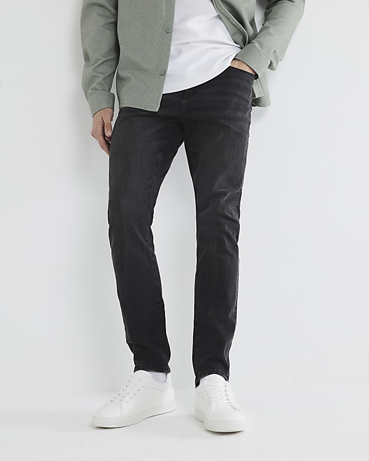 Black Skinny Fit Washed Jeans