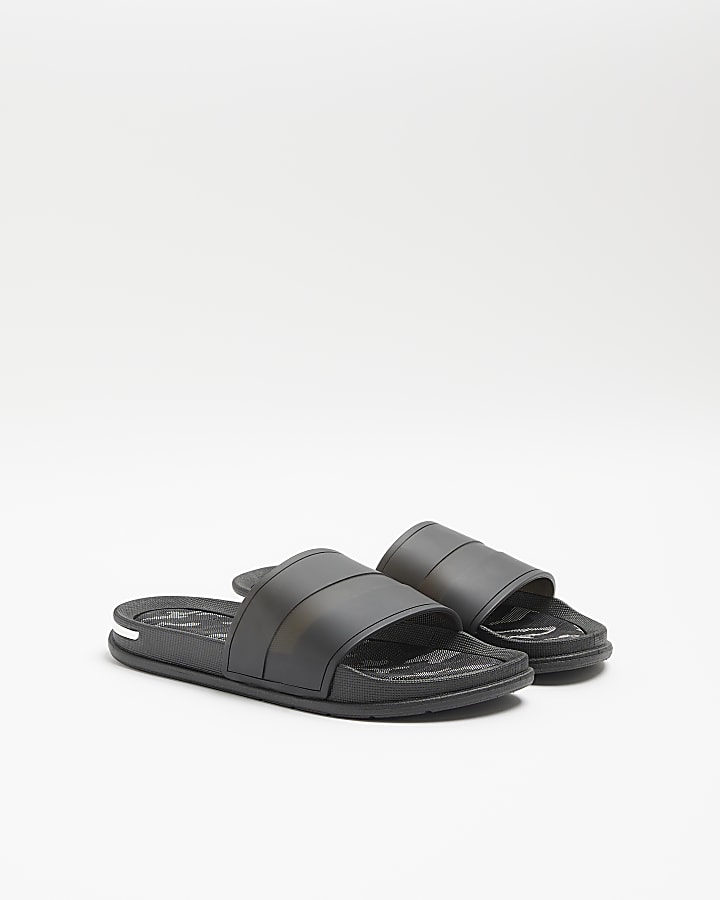 Black embossed strap sliders