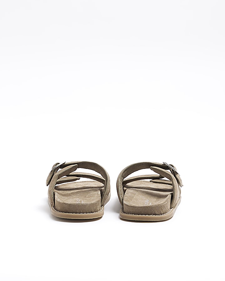 Khaki buckle sandals