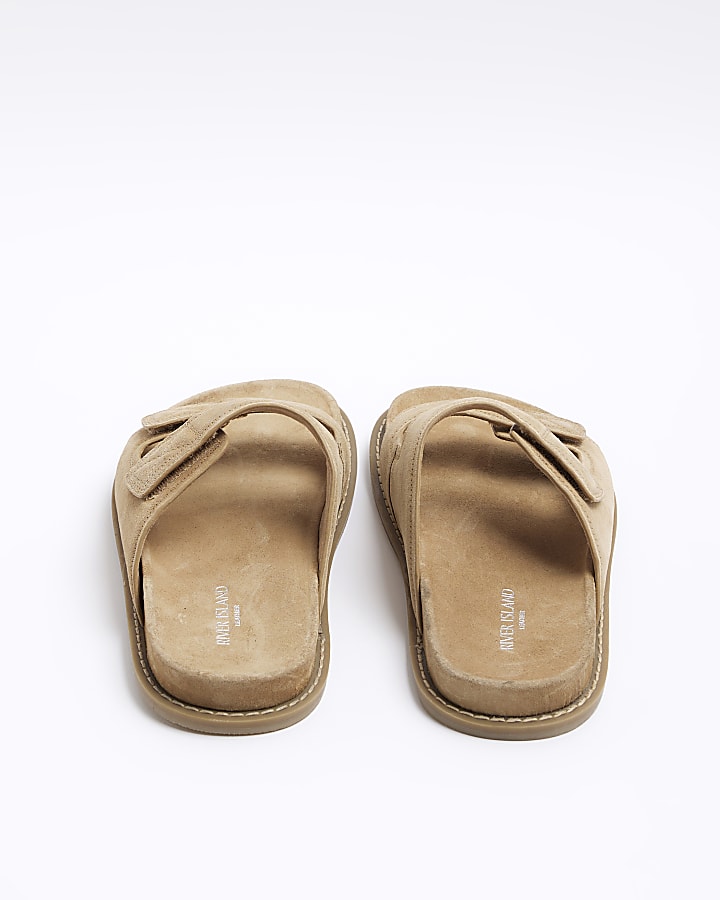 Beige suede strap sandals