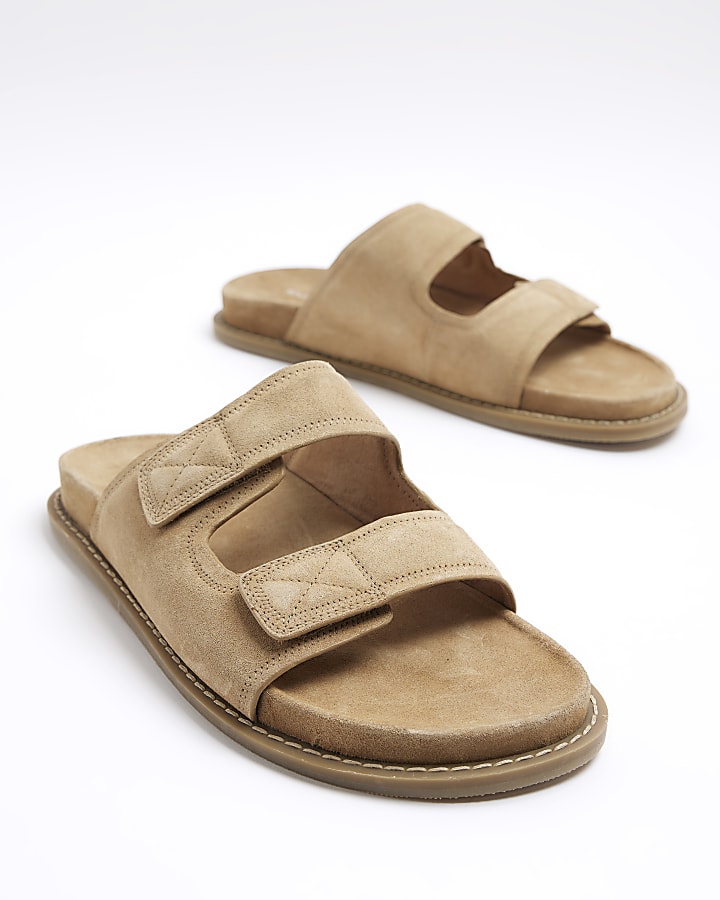 Beige suede strap sandals