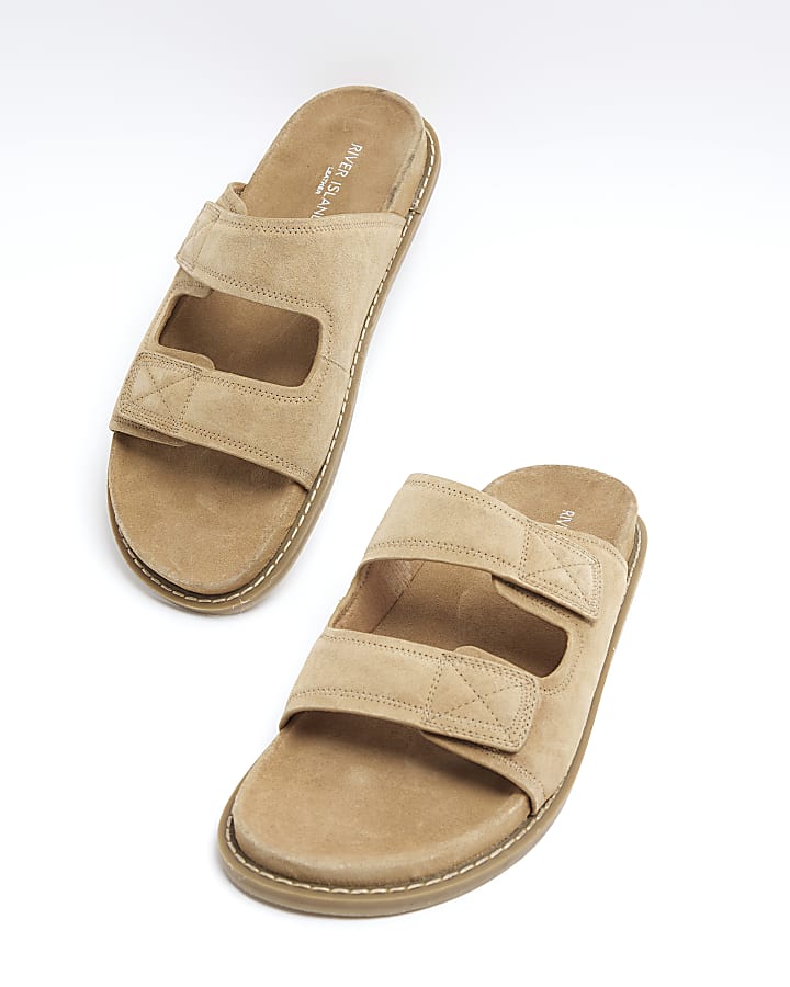 Beige suede strap sandals