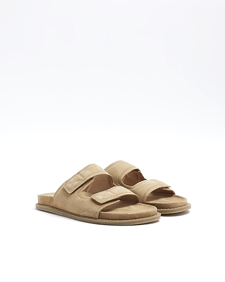 Beige suede strap sandals