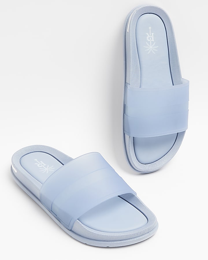 Blue embossed strap sliders