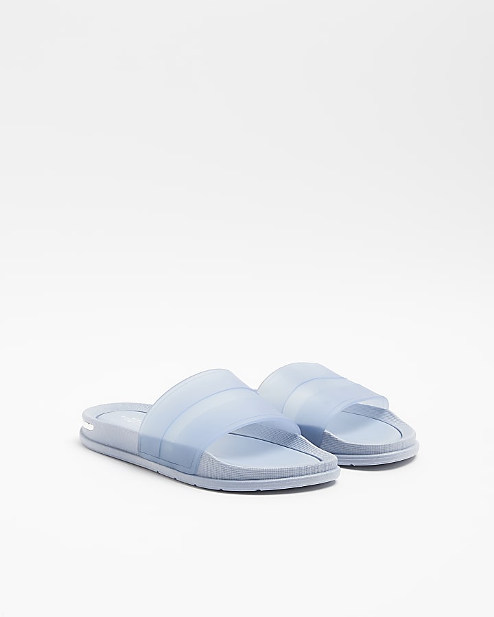 Blue embossed strap sliders