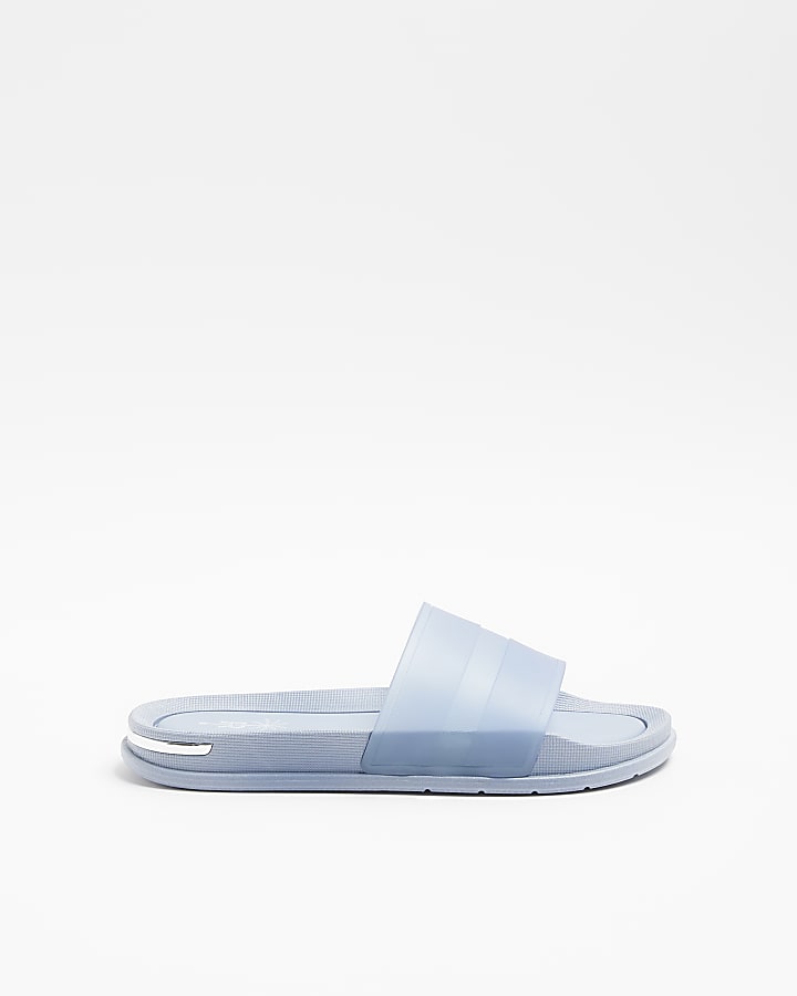 Blue embossed strap sliders