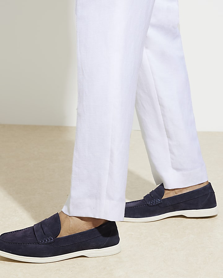 Navy Suede Loafers