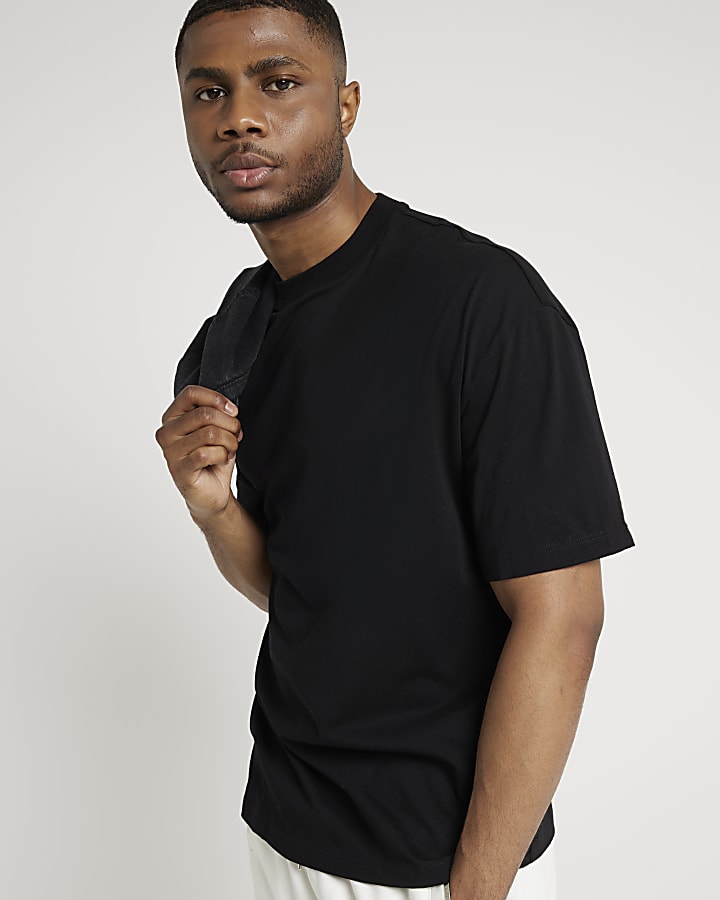 2 Pack black oversized fit plain t-shirt