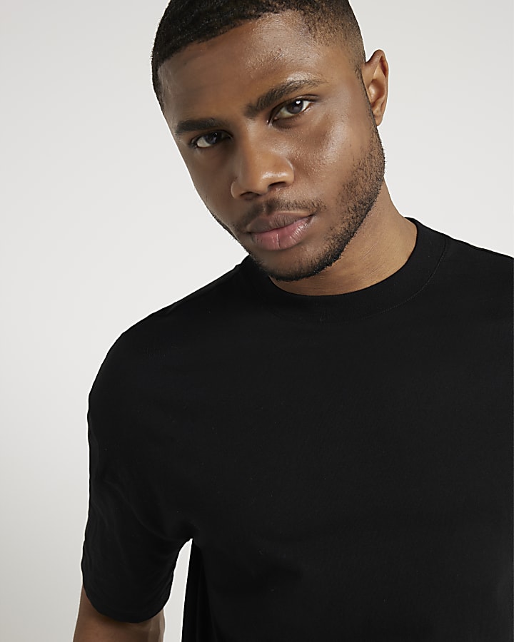2 Pack black oversized fit plain t-shirt