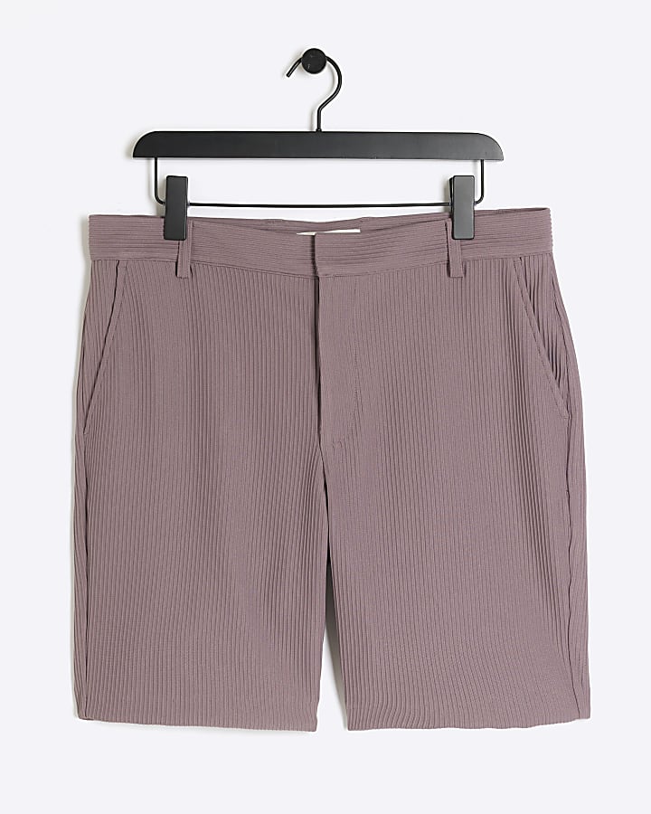 Purple regular fit plisse short