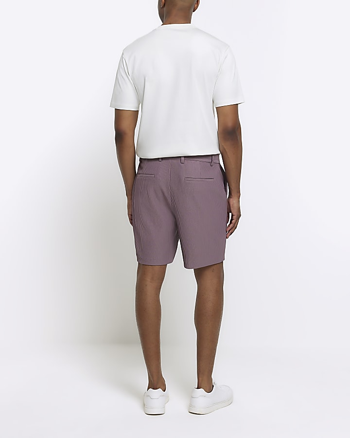 Purple regular fit plisse short