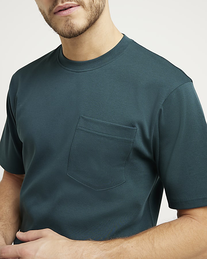 Green slim fit mercerised cotton t-shirt