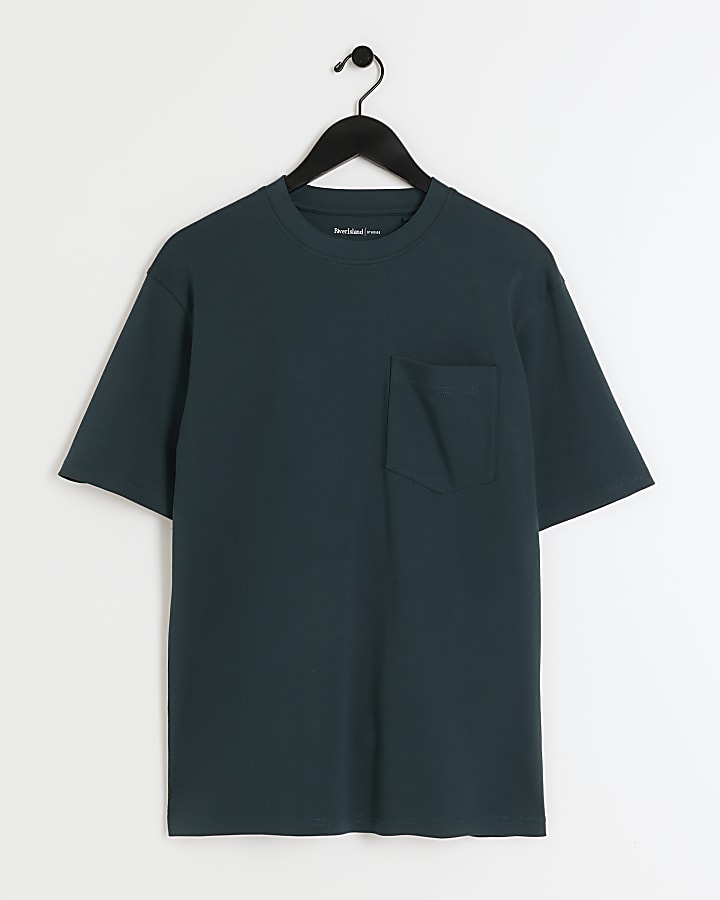 Green slim fit mercerised cotton t-shirt