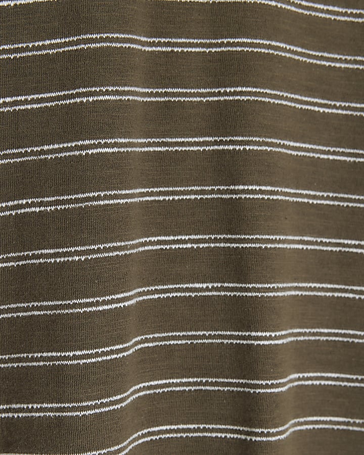 Khaki regular fit RI Studio stripe t-shirt