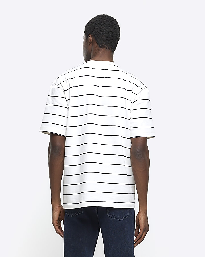 White regular fit RI Studio stripe t-shirt