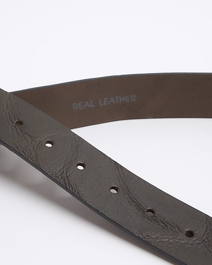 Brown leather casual belt