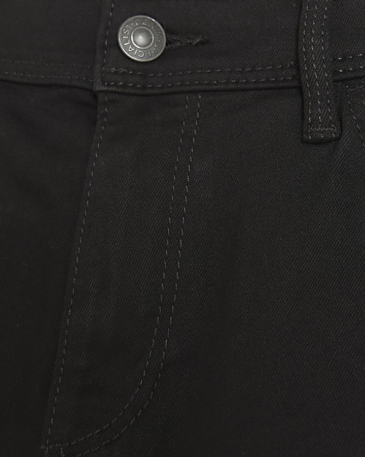 Black skinny fit denim shorts