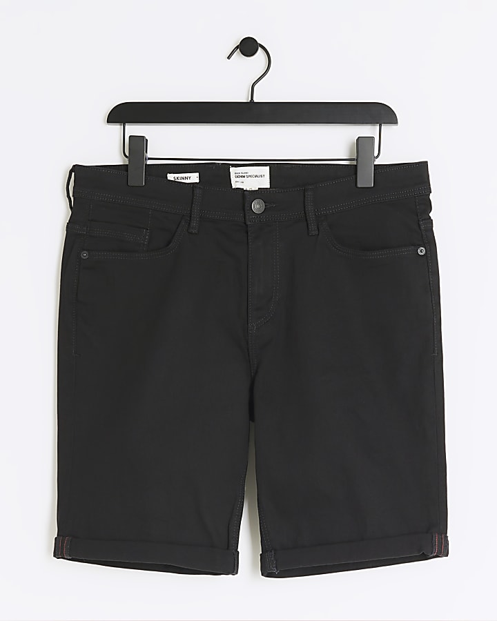 Black skinny fit denim shorts