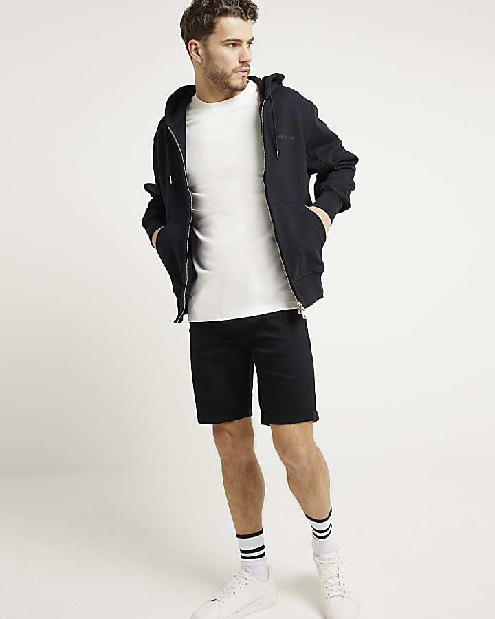 Black skinny fit denim shorts River Island