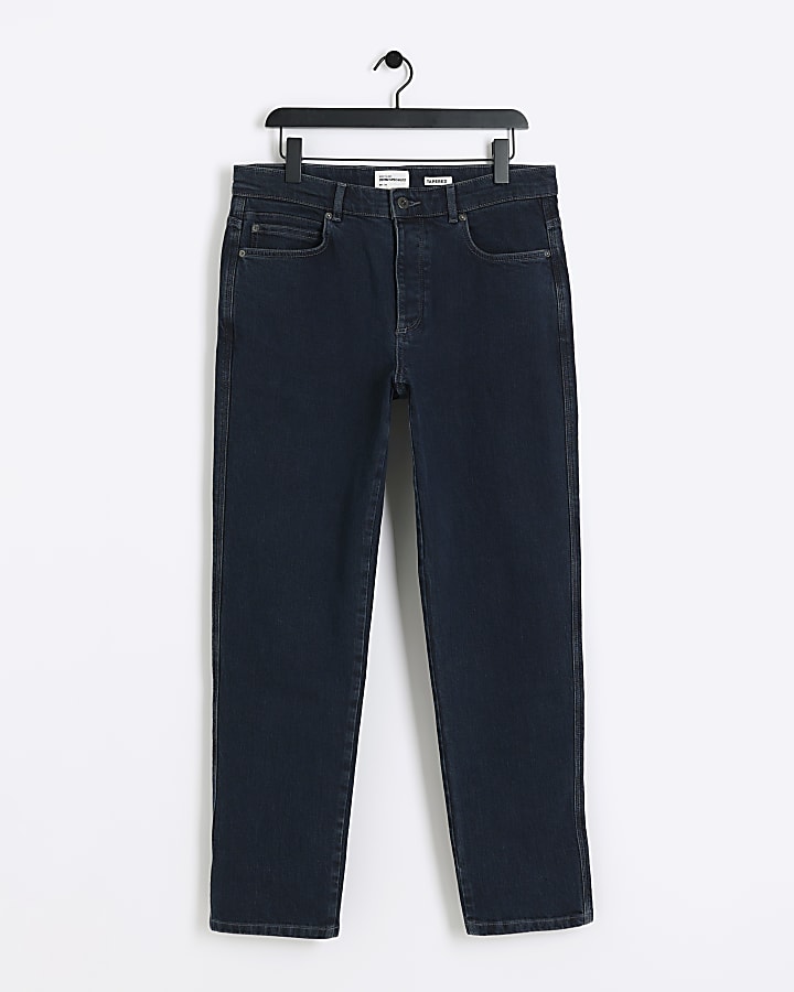 Dark blue tapered fit jeans