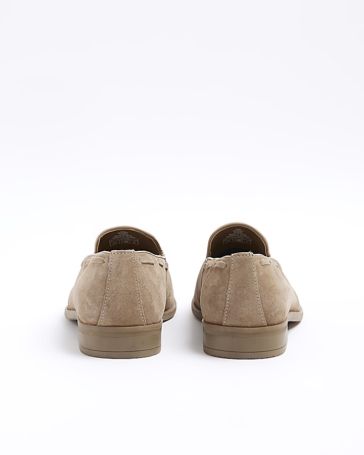 Stone suede tassel loafers