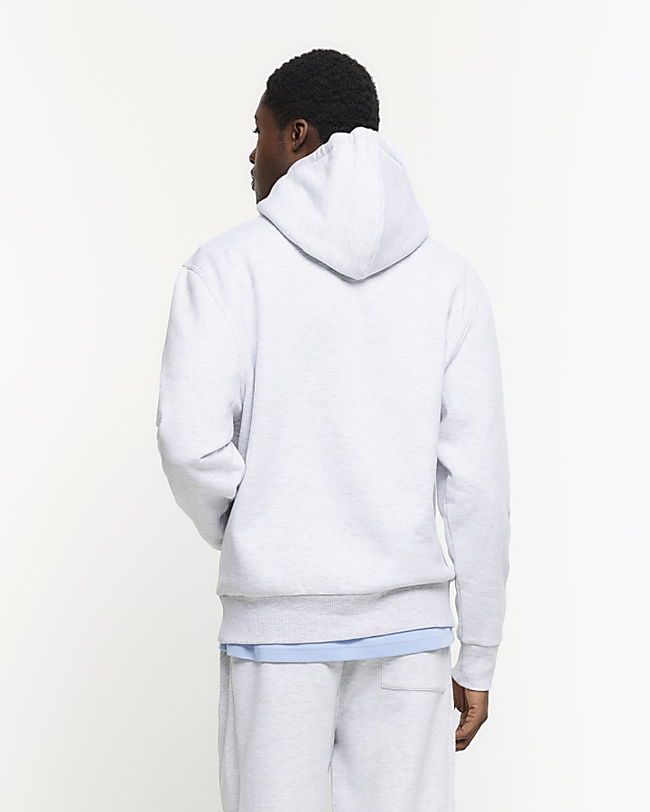 Grey regular fit plain hoodie