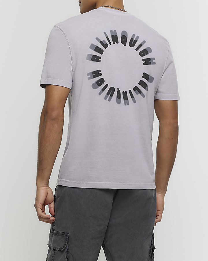 Grey regular fit circle graphic t-shirt