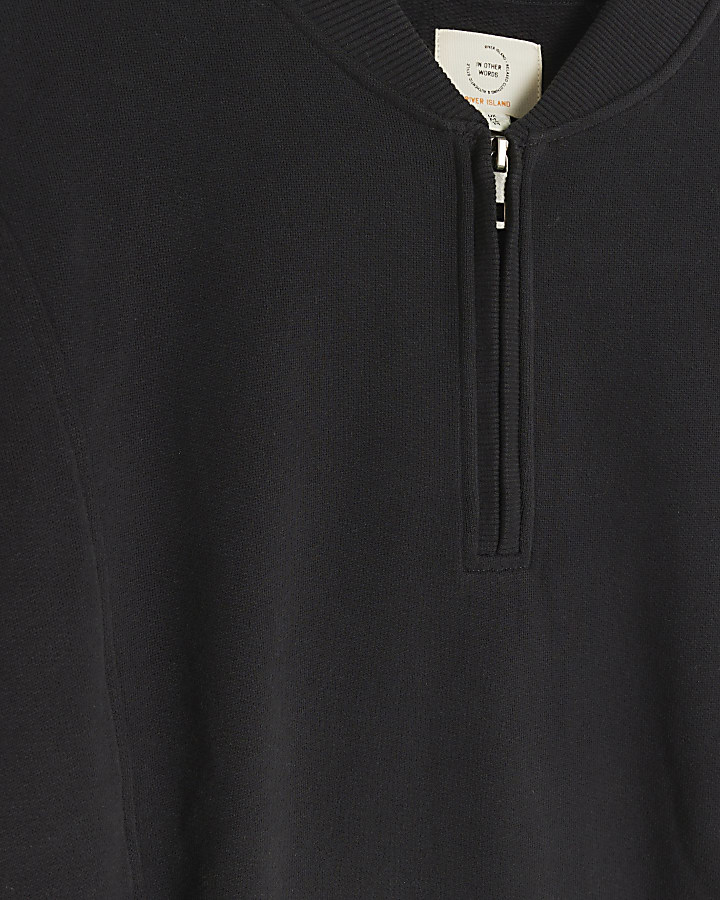 Black regular fit quarter zip sweatshirt