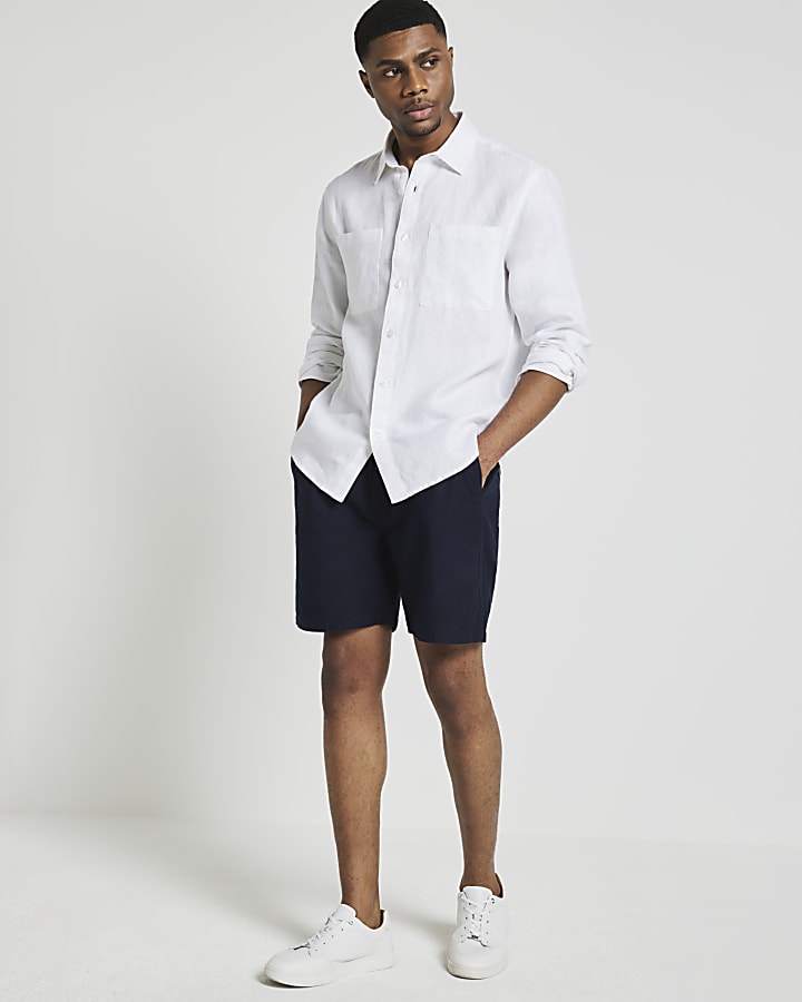 Navy regular fit pull on shorts