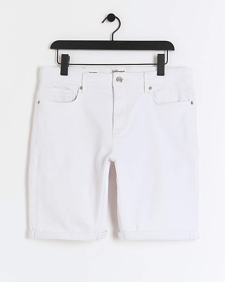 White skinny fit denim shorts