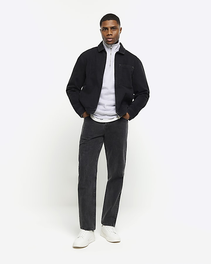Black Washed Straight Fit Jeans