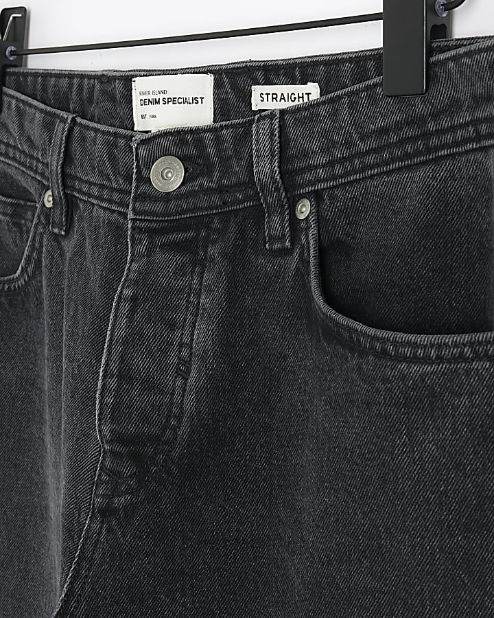 Black Washed Straight Fit Jeans