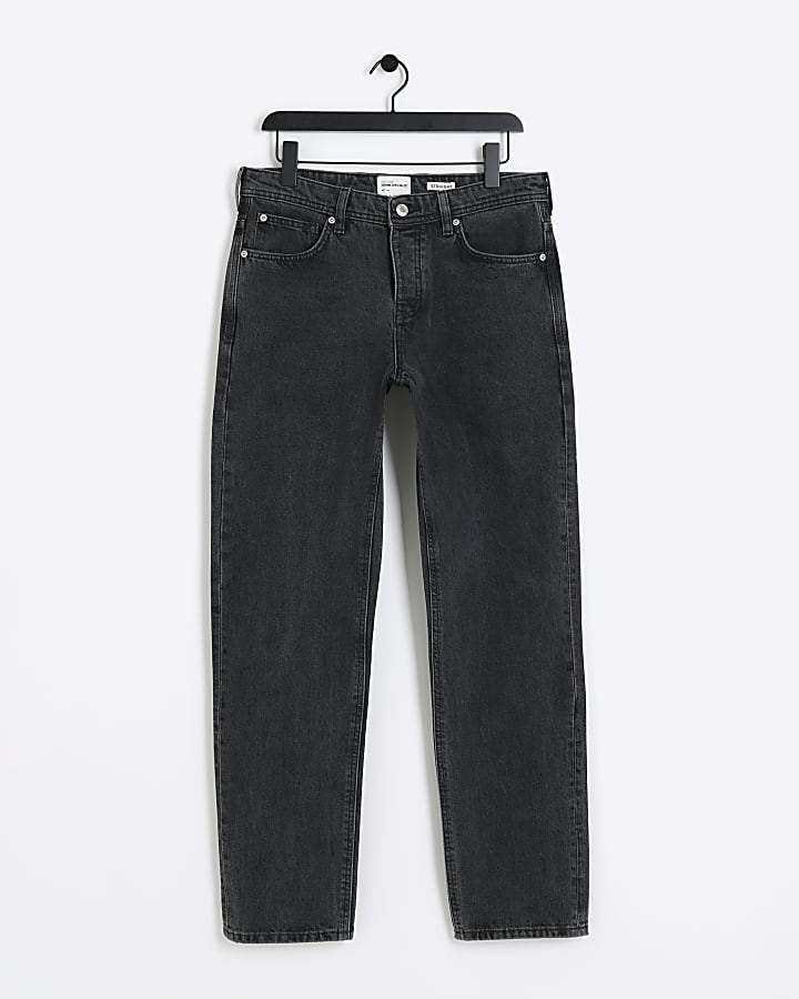 Washed black straight fit jeans