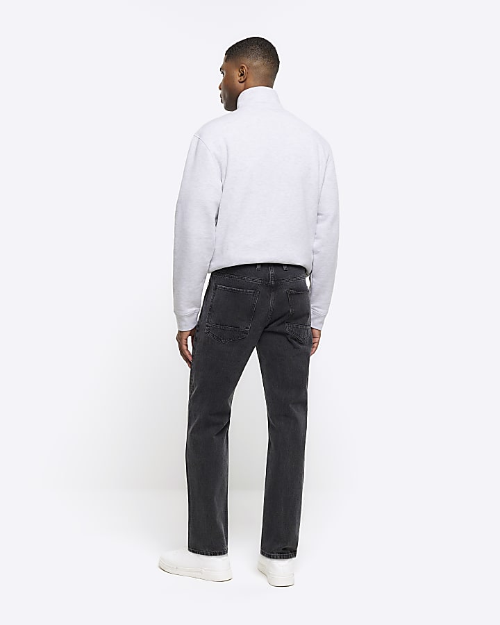 Washed black straight fit jeans