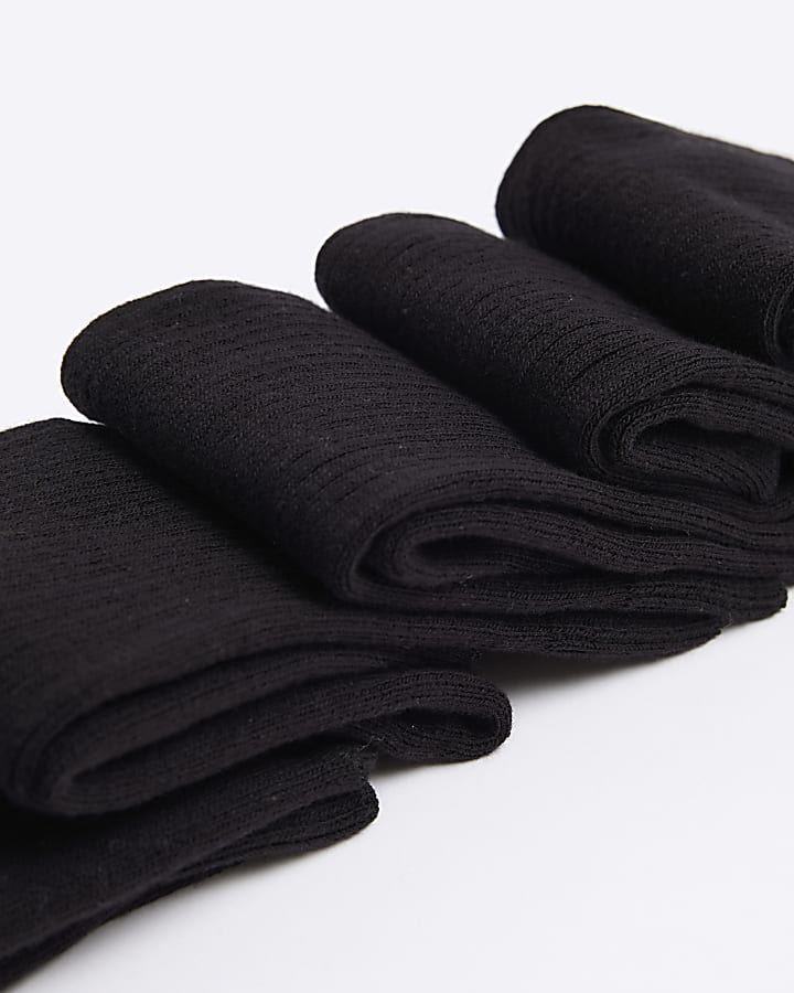 5PK black ribbed ankle socks