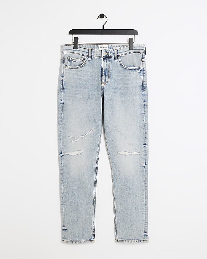 Blue slim fit ripped jeans