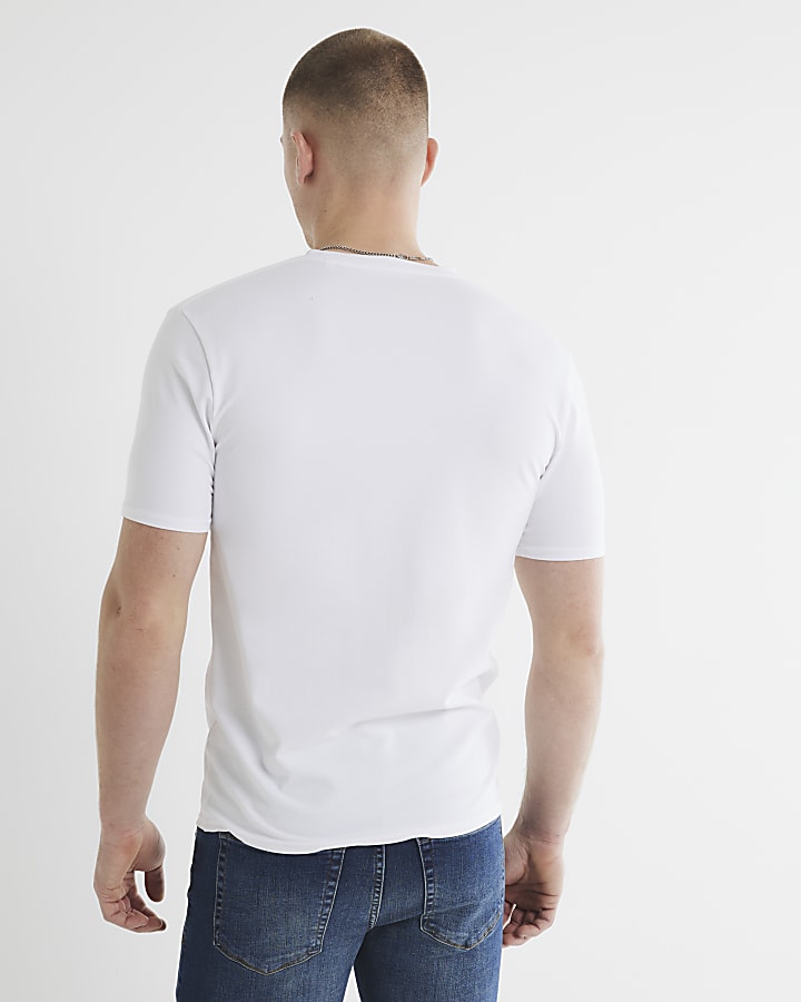 White muscle fit stretch t-shirt