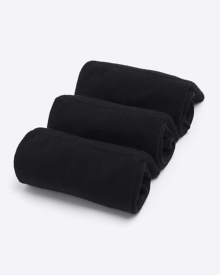 3PK black bamboo ankle socks