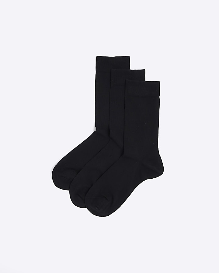 3PK black bamboo ankle socks