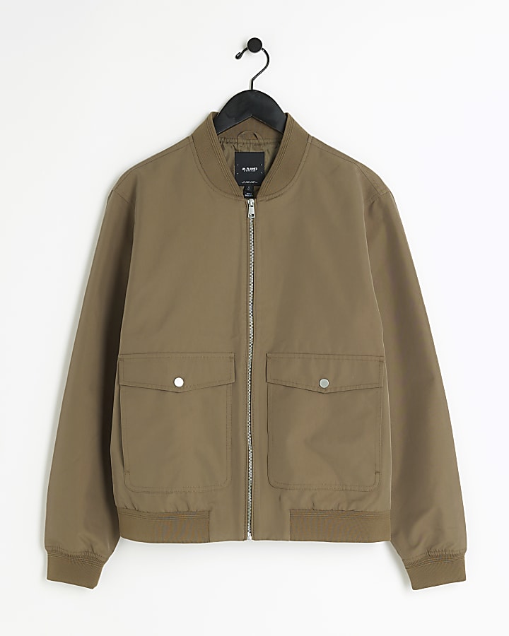 Stone regular fit pocket bomber jacket