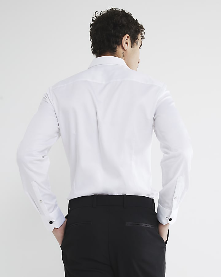 White slim fit formal long sleeve shirt