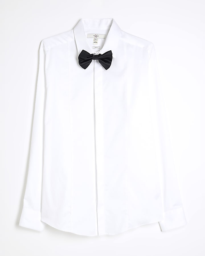 White slim fit formal long sleeve shirt