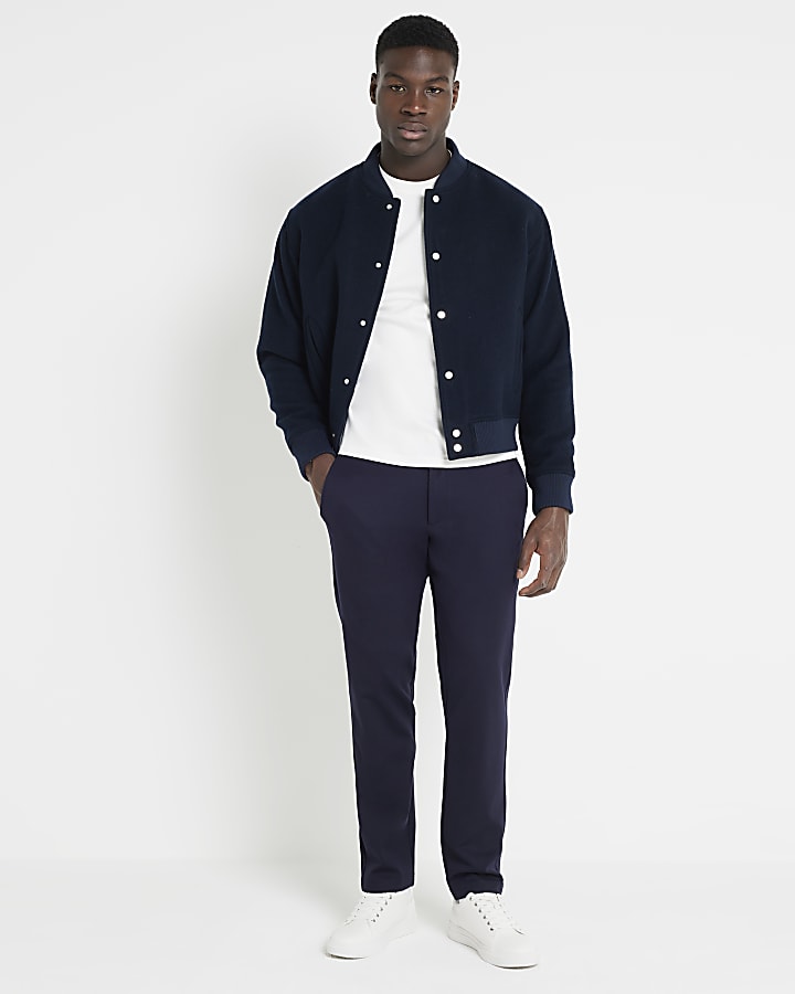 Navy slim fit pull on twill joggers